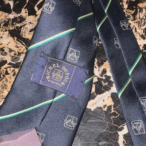 Michel Dufour Navy Crest Stripe Silk Tie